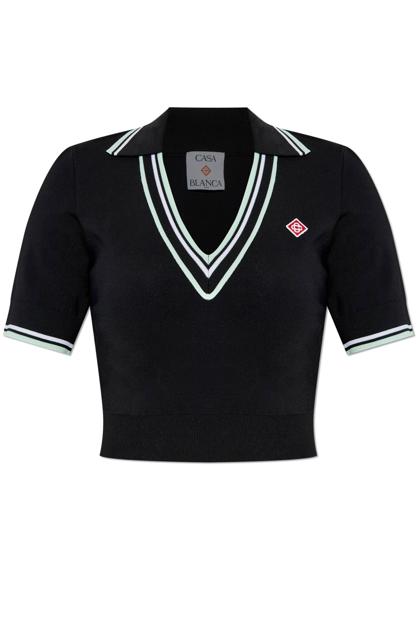 Tシャツ・カットソー CASABLANCA Woman Polo Shirt Brown WS25KW948 01 Cable Knit Polo Shirt | Casablanca Paris